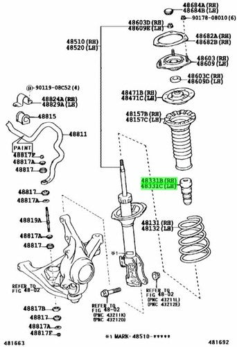 Genuine Toyota Front Spring Bumper 48331-52010 Echo Funcargo Platz Probox Raum
