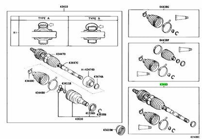 Genuine Toyota Front Drive Shaft Outboard Joint RH 43460-59346 OEM
