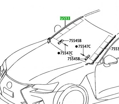 Genuine Lexus GS Windshield Outside Moulding RH 75551-30510