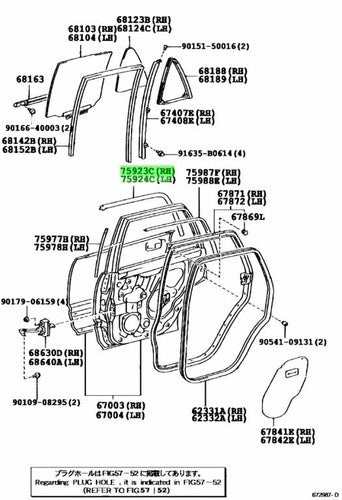 Genuine Toyota 4Runner Black Out Tape No.2 RH LH Set 75923-35010 75924-35010