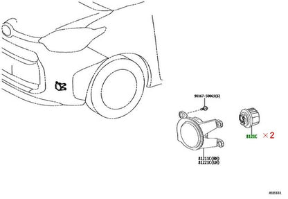 Genuine Toyota Fog Lamp LED Socket 81965-52050 Set of 2