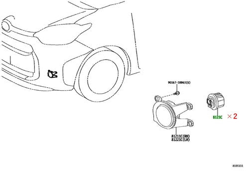 Genuine Toyota Fog Lamp LED Socket 81965-52050 Set of 2
