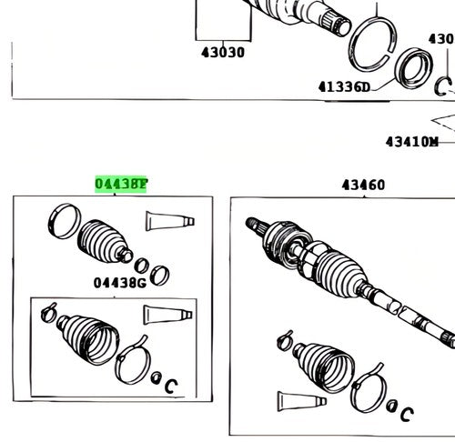 Genuine Toyota Front Drive Shaft Boot Kit In & Outboard 04427-52170 Vitz Platz