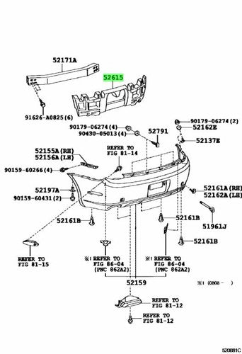 Genuine Lexus SC430 Rear Bumper Energy Absorber 52615-24071
