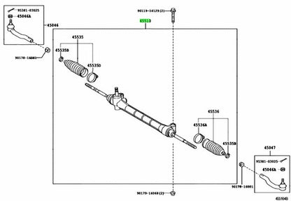 Genuine Toyota Steering Gear Assembly Rack and Pinion 45510-58020