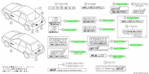 Genuine Subaru Rear WRX Impreza Emblem Badge Left 93073-FE050 2002-2003