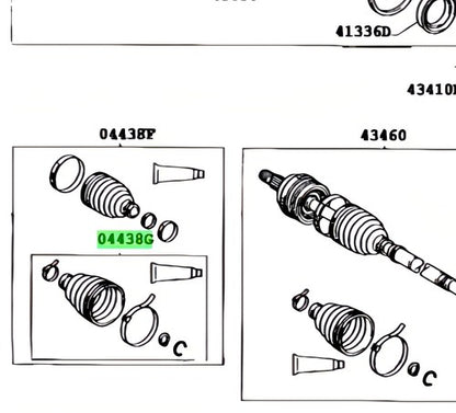 Genuine Toyota Front Inboard CV Joint Boot Kit 04437-52140 Vitz Yaris Platz