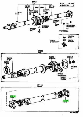 Genuine Toyota Universal Joint Flange Yoke 37315-20020 OEM