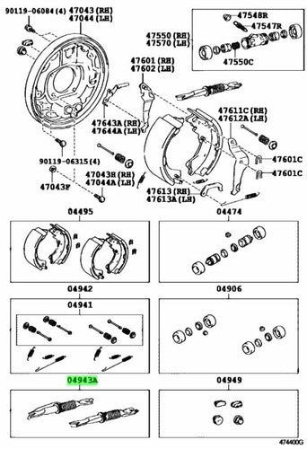 Genuine Toyota Rear Brake Strut Kit 04943-08030 Hiace Regius Ace Sienna OEM