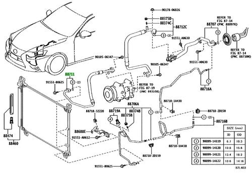 Genuine Toyota Lexus GS F IS RC F A/C Discharge Hose 88711-24191