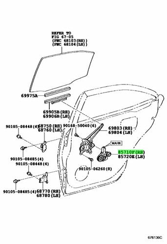 Genuine Toyota Lexus Power Window Regulator Motor RH 85720-60341