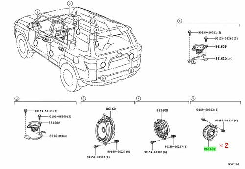 Genuine Toyota Speaker Assy Set of 2 86160-2B580
