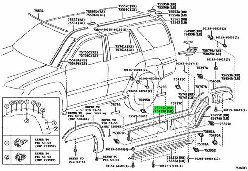 Genuine Toyota 4Runner Front Door Molding RH LH 75731-35130-C0 75732-35130-C0