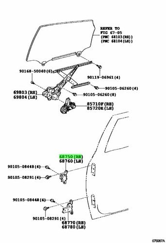 Genuine Toyota Rear Door Upper Hinge RH 68750-35042