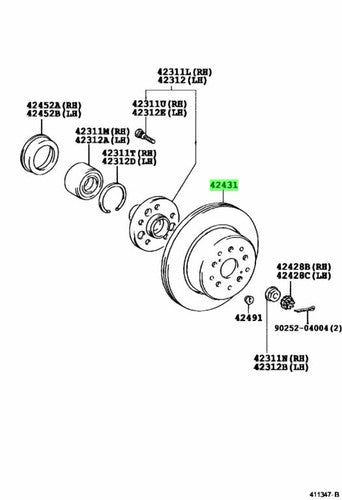 Genuine Lexus SC430 GS300 GS430 IS300 Rear Brake Disc Rotor 42431-53011