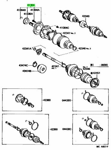 Genuine Toyota Differential Side Gear Shaft Sub-Assy 41309-17020
