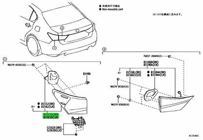 Genuine Lexus Rear Combination Lamp Lens & Body RH LH 81551-30E20 81561-30E20