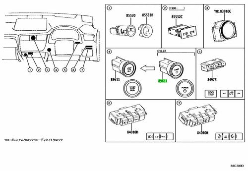 Genuine Toyota Lexus ES GS GS F Engine Push Start Switch 89611-30123