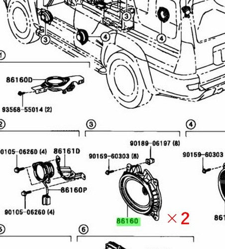 Genuine Toyota 4Runner Front Door Speaker Set of 2 86160-35190