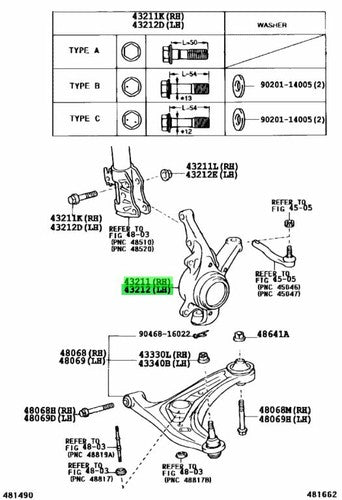 Genuine Toyota Steering Knuckle RH LH Set 43211-52020 43212-52020 Echo Vitz