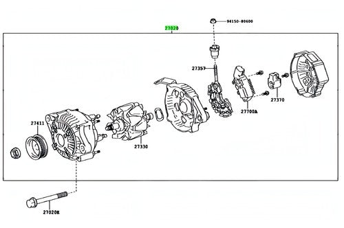 Genuine Toyota Alternator Assy 27060-21102 Platz Probox Succeed bB ist Funcargo