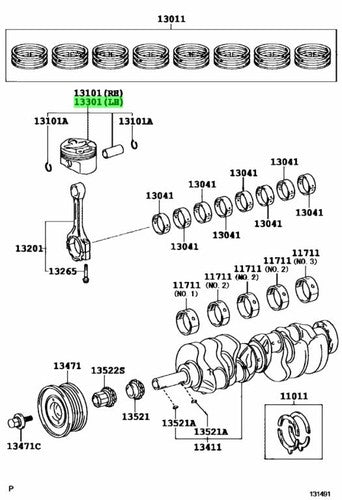 Genuine Lexus GS430 LS430 Piston w/ Pin LH 13301-50080-01 13301-50060-01