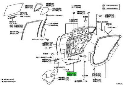 Genuine Toyota GS F Rear Door Weatherstrip No.2 RH LH 67887-30170 67888-30170