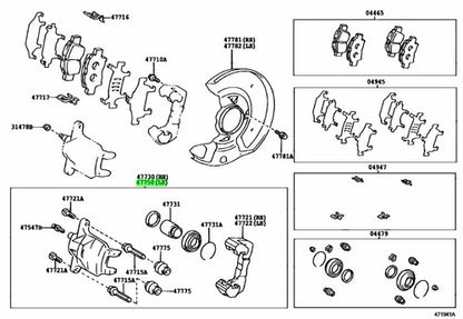 Genuine Toyota Front Brake Caliper LH 47750-52020 Echo Funcargo Probox Vitz OEM