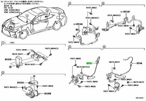 Genuine Toyota Lexus GS F RC F Rear Wheel Speed Sensor RH 89545-24050
