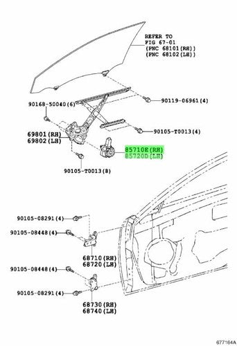 Genuine Toyota Power Window Regulator Motor x2 85710-35180 4Runner Corolla