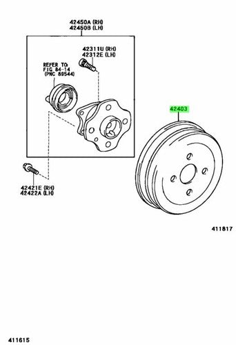 Genuine Toyota Rear Brake Drum 42431-52021 Prius Yaris Porte Funcargo Raum OEM