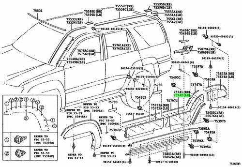 Genuine Toyota 4Runner Rear Door Outside Molding LH 75742-35130-B0