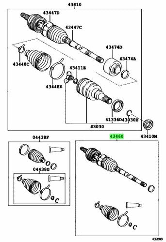 Genuine Toyota Front Drive Shaft Outboard Joint RH 43460-59366 OEM