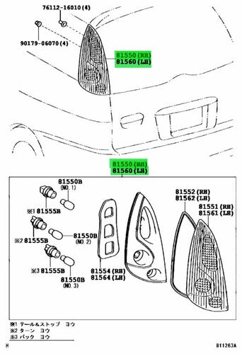Genuine Toyota Rear Combination Lamp RH LH Set 81550-52050 81560-52040 OEM