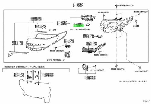 Genuine Lexus Headlamp Leveling Motor LH 85691-48010