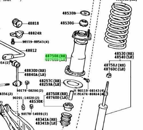 Genuine Lexus SC430 Rear Suspension Support RH LH Set 48750-24050 48760-24010