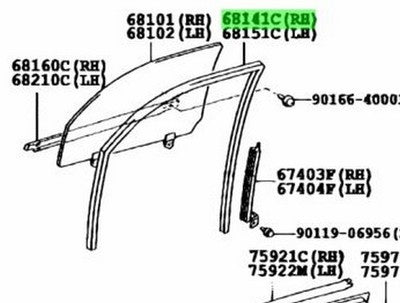 Genuine Toyota 4Runner Front Door Glass Run Channel RH 68141-35110