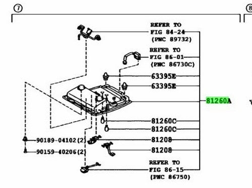 Genuine Toyota Lexus RX270/350/450h Map Lamp Black 81260-48351-C01