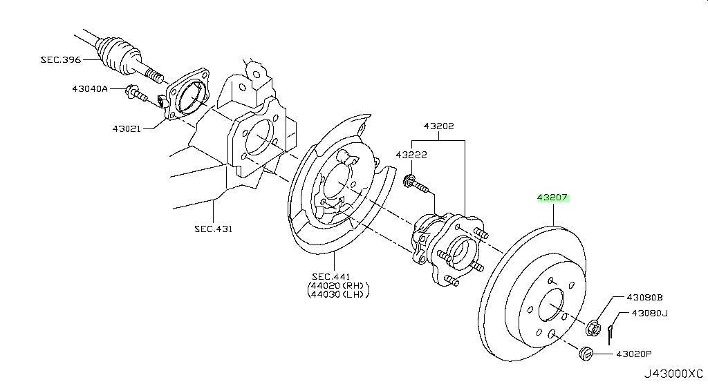 New Genuine Nissan Rear Brake Disc Rotor 43206-4BA0A OEM1