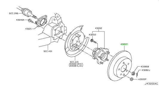 New Genuine Nissan Rear Brake Disc Rotor 43206-4BA0A OEM1