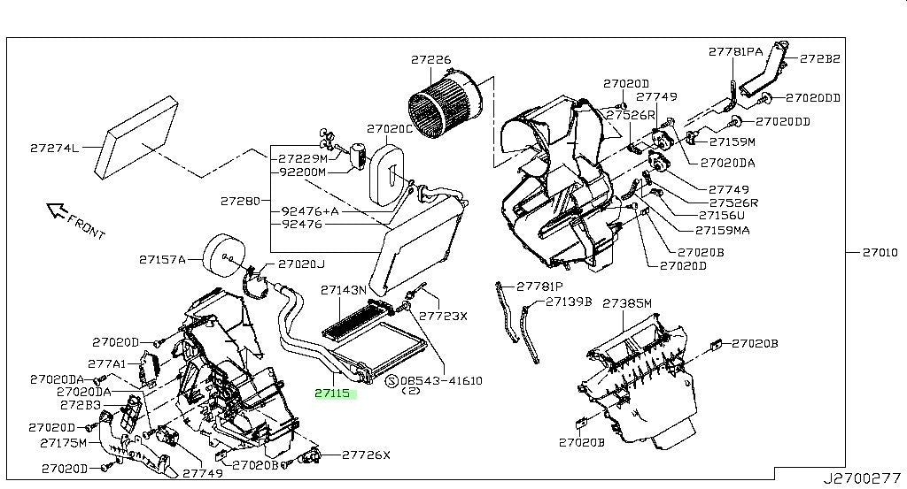 New Genuine Nissan Front Heater Core Assembly 27140-4BA0A OEM1