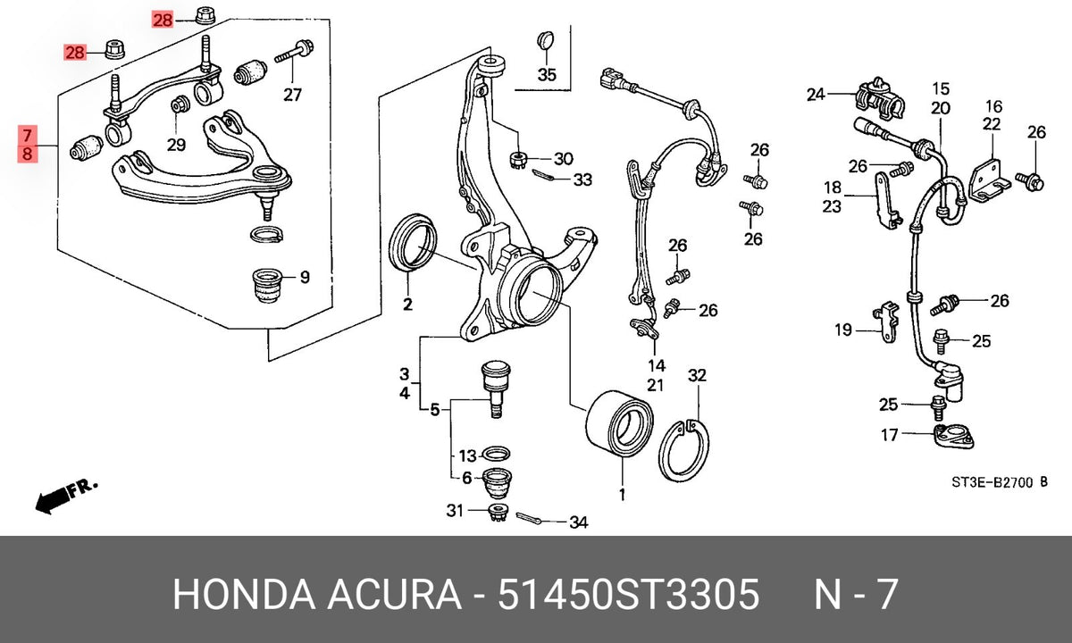 OEM HONDA Arm, Right Front Upper R&L SET Nut 12MM  4SET 1992-1997 CivicE-EG3