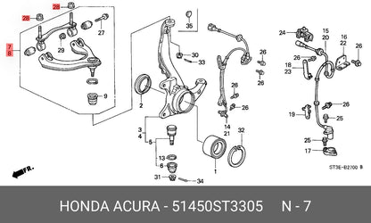 OEM HONDA Arm, Right Front Upper R&L SET Nut 12MM  4SET 1992-1997 CivicE-EG3