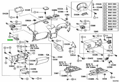 Genuine TOYOTA Lexus RX270/350/450H RH Glove Compartment Side Panel 55533-480200