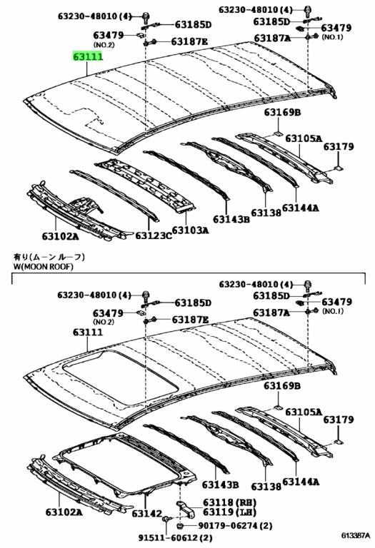 OEM Genuine TOYOTA LEXUS RX270/350/450H Roof Panel Body Repair Part 63111-481300