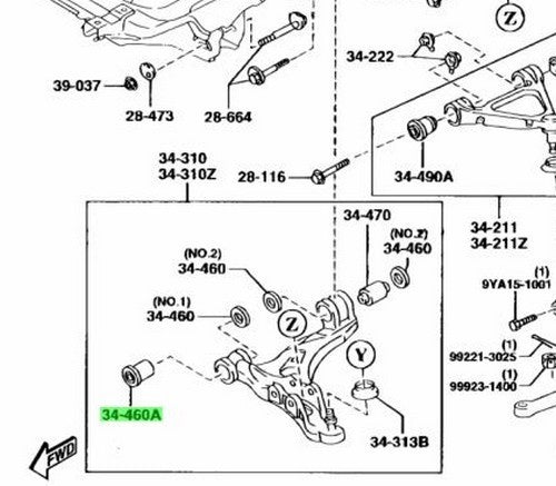 OEM Mazda F123-34-460A Rear Lower Arm Bushing RX-7 FD3S Suspension Rubber1