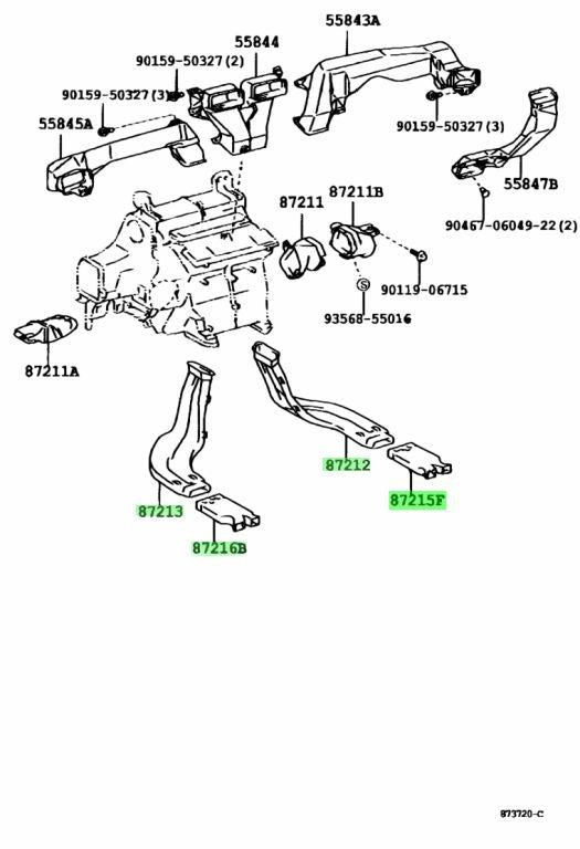 TOYOTA Rear Air Duct Guide RH/LH 87215-51010 87216-51010 87212-30410 87213-303500