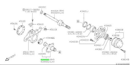 43440-81A20-000 Suzuki Spindle,fr wheel,r 4344081A20000, New Genuine OEM Part0