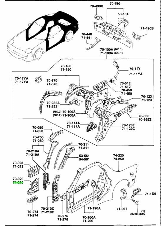 OEM MAZDA COWL SIDE PANEL LH RX-7 FD3S FD01-71-020B0