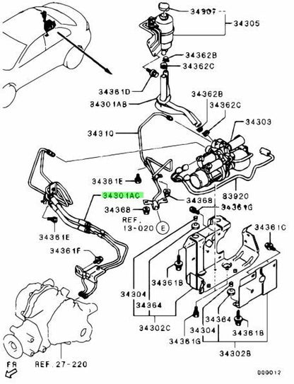 TUBI DIFFERENZIALE POSTERIORE DIFF CONTROLL REAR MITSUBISHI LANCER EVO 3520A0491
